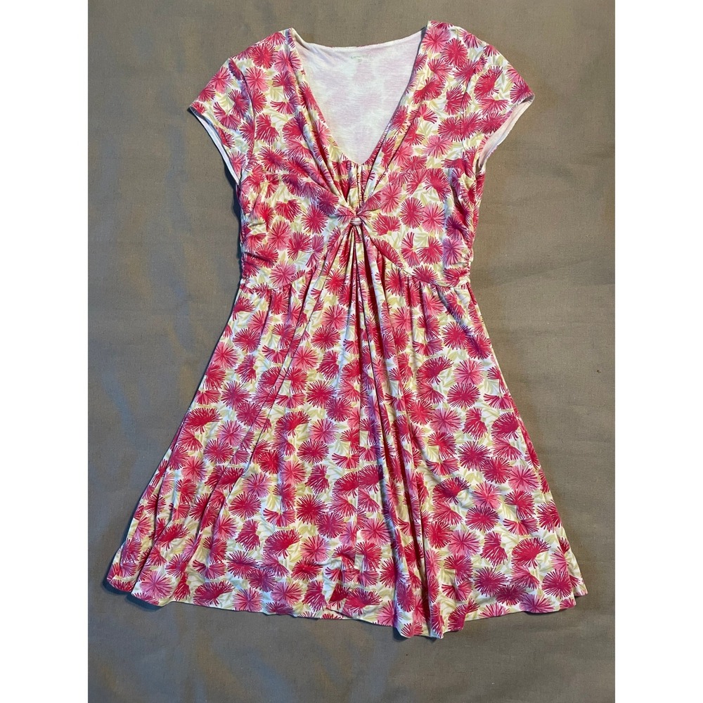 Garnet Hill Dress Size 10 Knot Front Jersey Knit Dandelions Lined